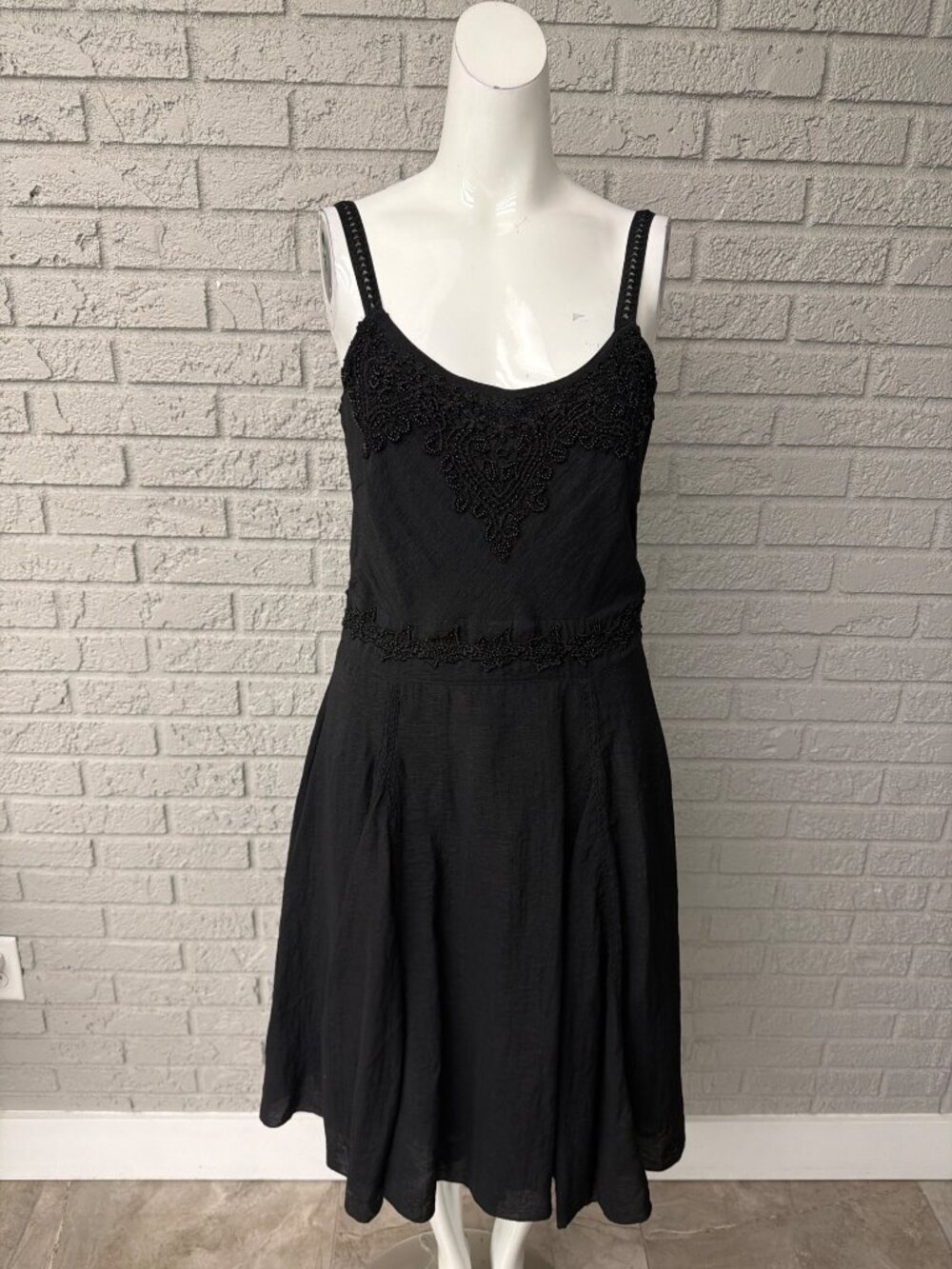 Vasna Desire Women’s Black Beaded Embroidered Tank Dress Size M